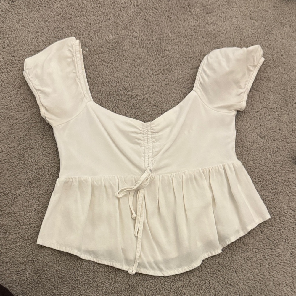 Brandy Melville Cream Peplum Blouse